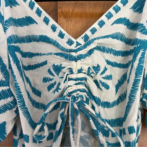 Omika Ila Mini Dress Puff Sleeves Pockets in Jolie Lagoon Size XS Vacation - Picture 8 of 15